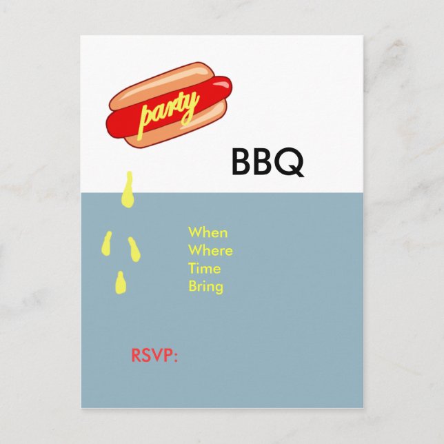 Postal De Invitación Fiesta Time Hotdog invita (Anverso)