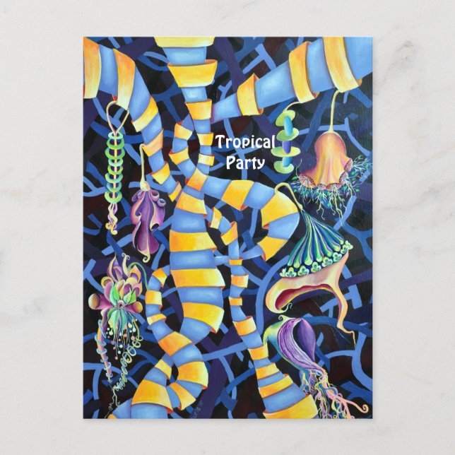 Postal De Invitación Fiesta tropical - Luminescencia Resumen tropical (Anverso)