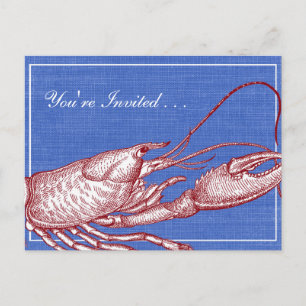 Postal De Invitación Fiesta Vintage Nautical Lobster Bake Beach