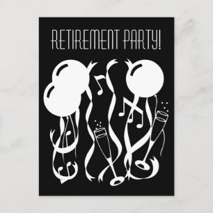 Postal De Invitación Fiestas de retiro negros y blancos invitan postale