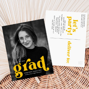 Postal De Invitación Firme tipografía Partido de Graduación de Fotograf