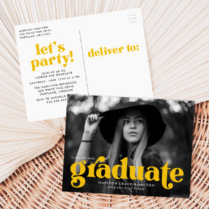 Postal De Invitación Firme tipografía Partido de Graduación de Fotograf