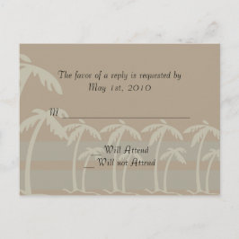 Postal De Invitación Fiyi: Palmeras Tropicales en Taupe, Creme, Azul