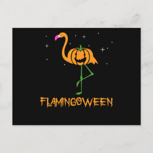 Postal De Invitación Flamenco Calabaza Flamingoween Halloween Pájaro R