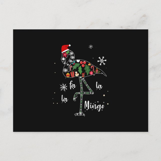 Postal De Invitación Flamenco Divertido Navidad Xmas (Anverso)