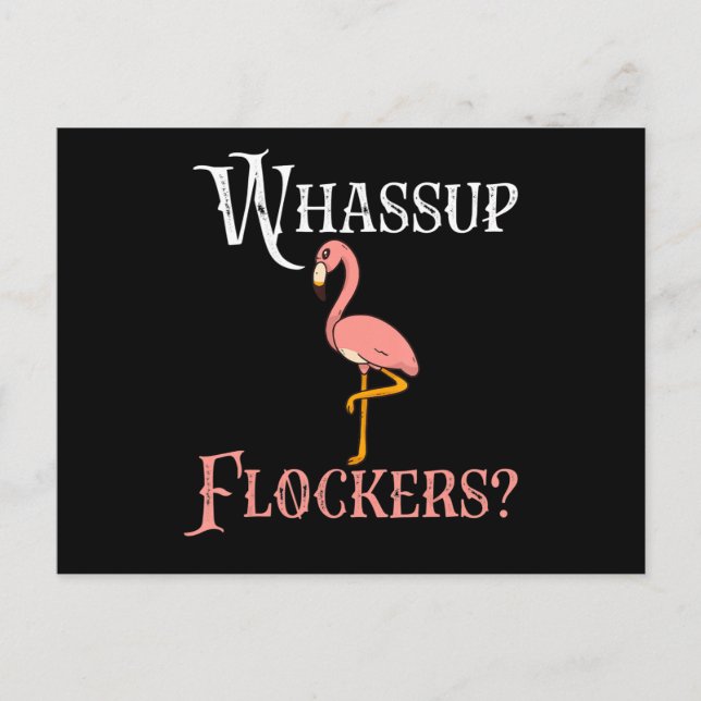 Postal De Invitación Flamencos | Bloqueros Flamingo Whassup (Anverso)
