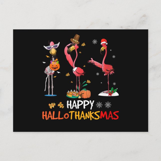 Postal De Invitación Flamencos | Mujeres Flamingo Feliz HalloGracias (Anverso)
