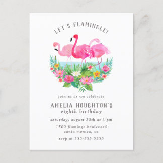 Postal De Invitación Flamingle Flamingo fiesta de cumpleaños