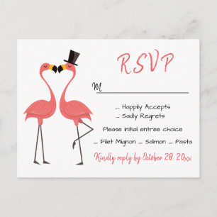 Postal De Invitación Flamingo Pink RSVP Boda Tropical Luau Beach