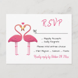 Postal De Invitación Flamingo Pink RSVP Boda Tropical Luau Beach