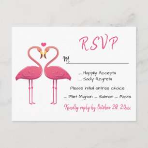 Postal De Invitación Flamingo Pink RSVP Boda Tropical Luau Beach