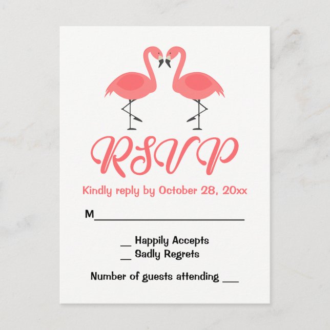 Postal De Invitación Flamingo rosa tropical Boda Luau Summer RSVP (Anverso)