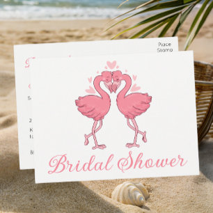 Postal De Invitación Flamingo Rosa Tropical Verano Playa Despedida de S