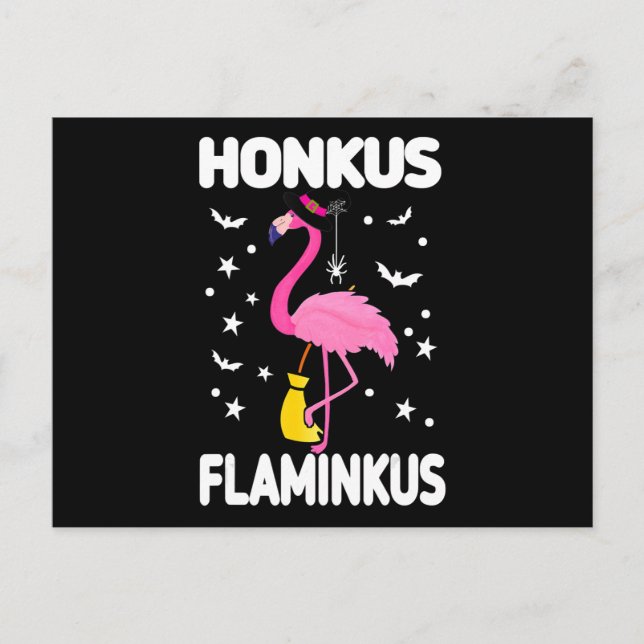 Postal De Invitación Flamingoo | Honkus Flaminkus Flamingoo de Hallowee (Anverso)