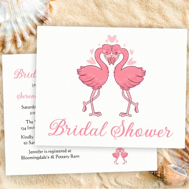 Postal De Invitación Flamingos rosados Ducha de novias Verano tropical  (Subido por el creador)
