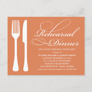 POSTAL DE INVITACIÓN FLATWARE AUTUMN REHEARSAL DINNER INVITE