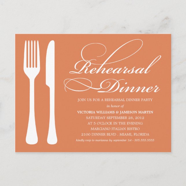 POSTAL DE INVITACIÓN FLATWARE AUTUMN | REHEARSAL DINNER INVITE (Anverso)
