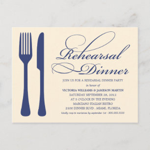 POSTAL DE INVITACIÓN FLATWARE DE MODA DE PAÍS REHEARSAL DINNER INVITE