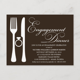 POSTAL DE INVITACIÓN FLATWITTER NEGRO   CENA DE COMPROMISO
