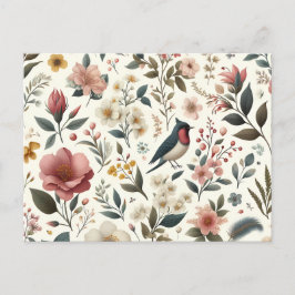 Postal De Invitación flor, ave, planta, botánica, pétalo, textil, órgan