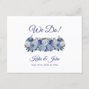 Postal De Invitación Flor azul acuarela Bouquet Wedding RSVP-