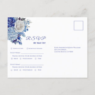 Postal De Invitación Flor azul acuarela Bouquet Wedding RSVP-