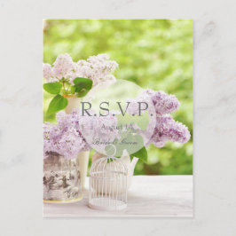 Postal De Invitación Flor de primavera romántica flor Lilac blanco RSVP