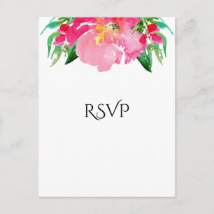Postal De Invitación Flor Floral Chic Boda RSVP Acuarela Rosa