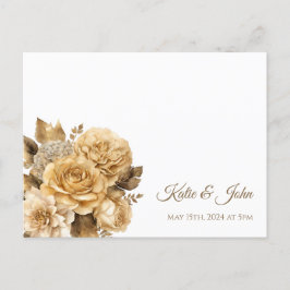 Postal De Invitación Flor neutra Bouquet-Boda blanca RSVP-