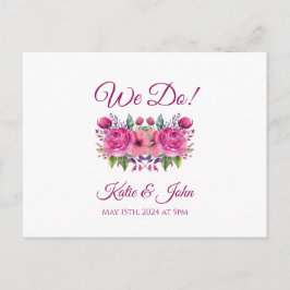 Postal De Invitación Flor rosa color de agua Bouquet-Boda RSVP-