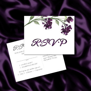 Postal De Invitación Flor salvaje   Profundo Púrpura Bohemia Entree RSV