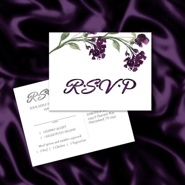 Postal De Invitación Flor salvaje | Profundo Púrpura Bohemia Entree RSV (Subido por el creador)
