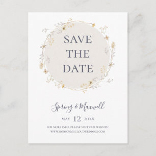 Postal De Invitación Flor silvestre primavera   White Save The Date Pos
