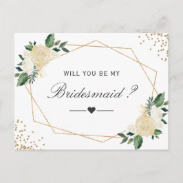 Postal De Invitación Flor verde de oro blanco sea mi propuesta para la 
