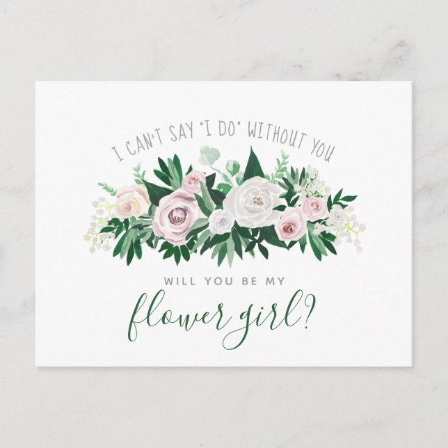 Postal De Invitación Flora acuarela será mi chica flor (Anverso)