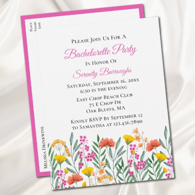 Postal De Invitación Flora de agua floral Fiesta de Bachelorette (Subido por el creador)