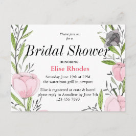 Postal De Invitación Flora floral botánica dibujada de forma sencilla