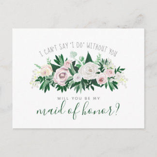 Postal De Invitación Floral acuarela será mi empleada de honor