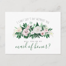 Postal De Invitación Floral acuarela será mi empleada de honor