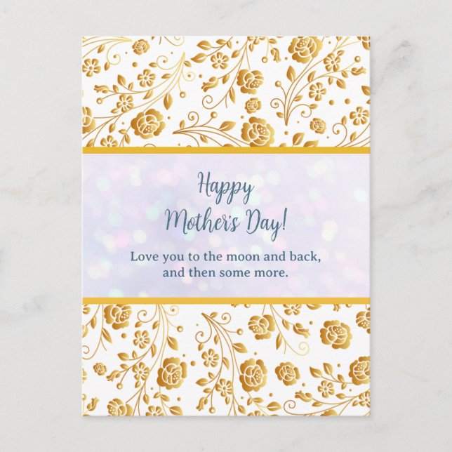 Postal De Invitación Floral acuática elegante para el feliz día de la m (Anverso)