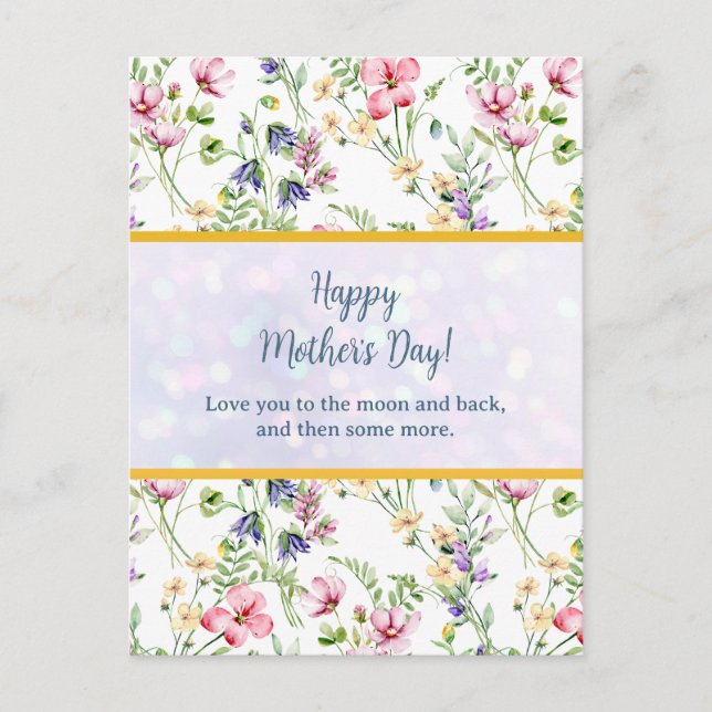 Postal De Invitación Floral acuática elegante para el feliz día de la m (Anverso)