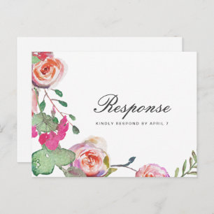 Postal De Invitación Floral acuática RSVP con elección de comida