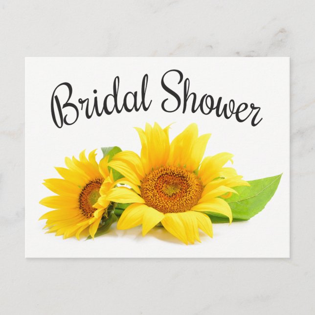 Postal De Invitación Floral Bridal Shower Sunflower Amarillo Flor Verde (Anverso)