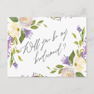 Postal De Invitación Floral de vegetación púrpura sea mi propuesta de d