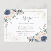 Floral dorada rosa Rubor azul turbio claro RSVP