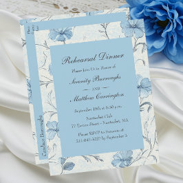 Postal De Invitación Floral Dusty Blue Country Garden Ensayo Cena