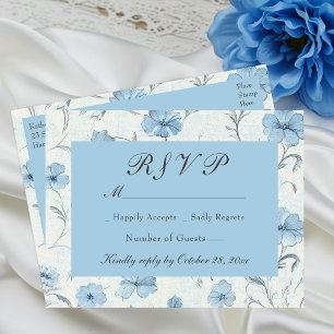 Postal De Invitación Floral Dusty Blue Country Garden Wedding RSVP