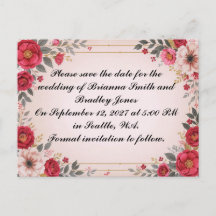 Floral en boda rosa salva la fecha