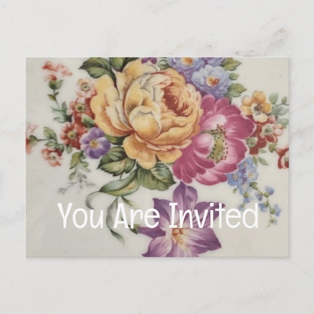 Postal De Invitación Floral Fancy (Anverso)