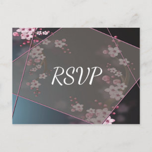 Postal De Invitación Floral geométrica de cerezo RSVP